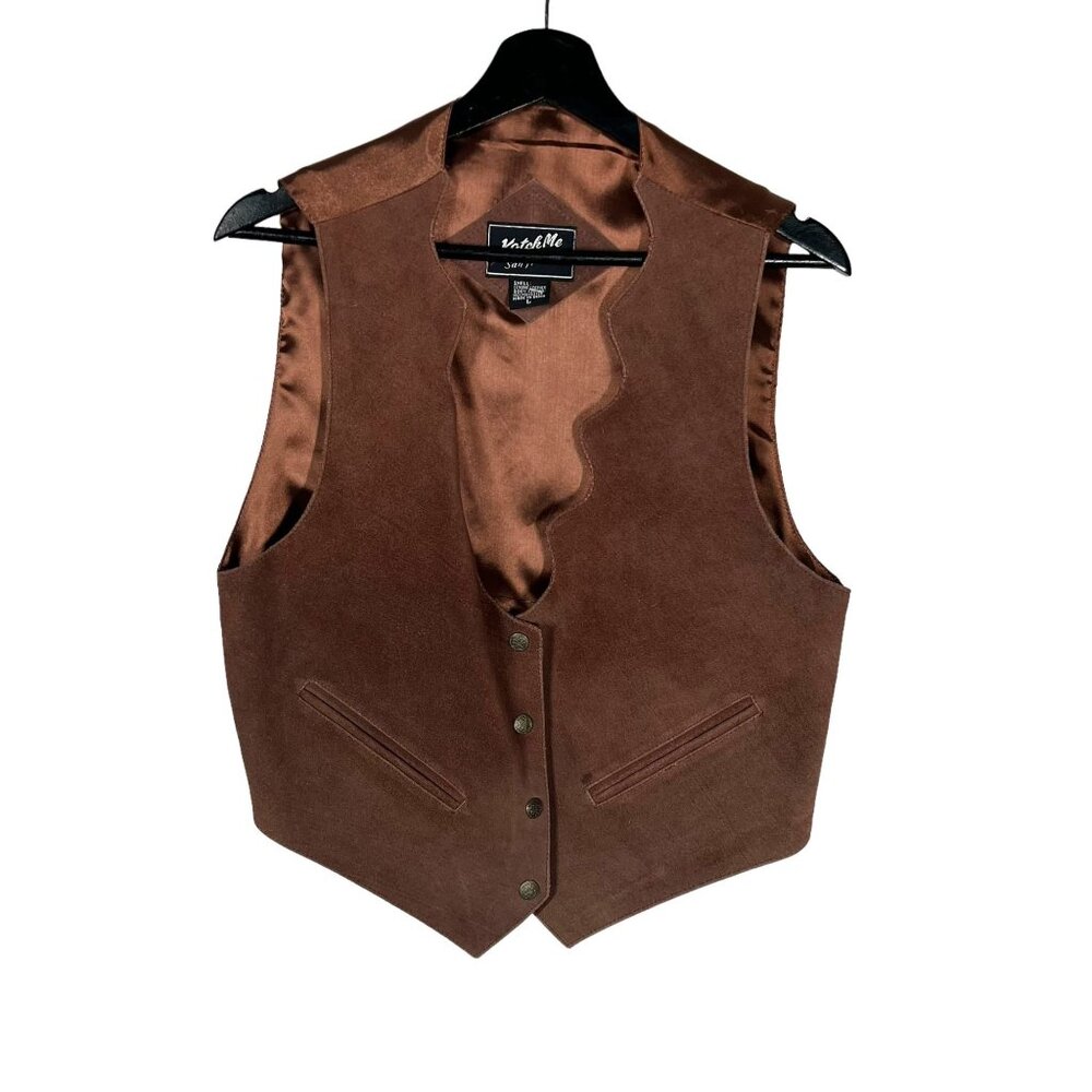 Vintage 90s Brown Suede Button Up Vest Large
